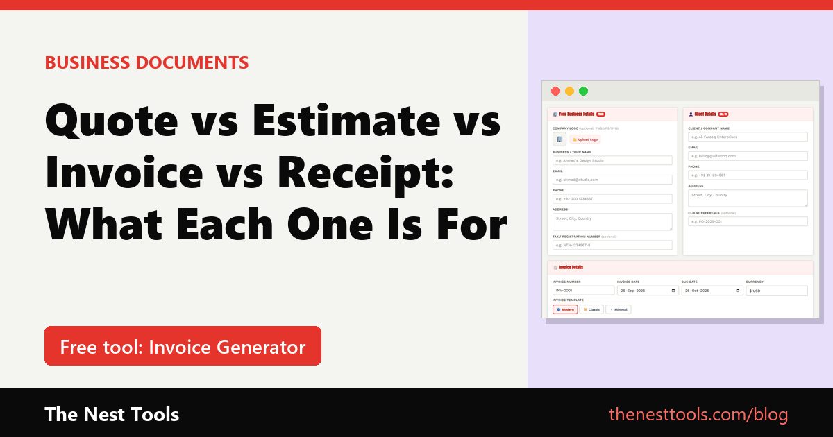 Quote vs Estimate vs Invoice vs Receipt: What Each One Is For