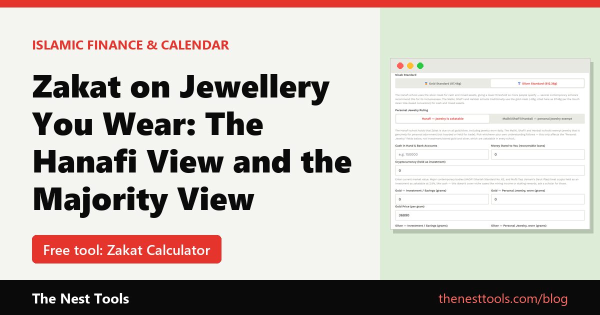 Zakat on Jewellery You Wear: The Hanafi View and the Majority View