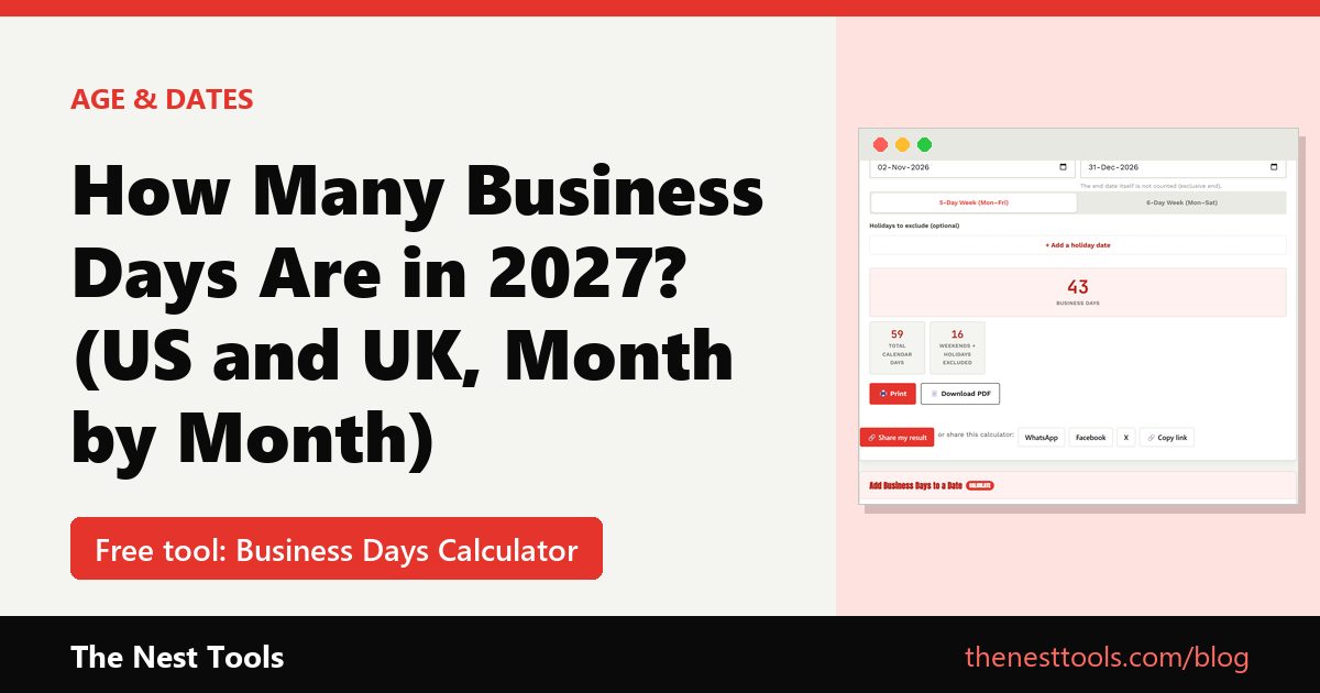 How Many Business Days Are in 2027? (US and UK, Month by Month)